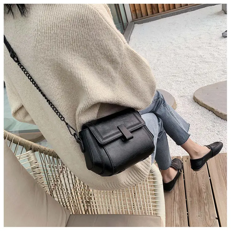 Korean Style Chain Bag Women Shoulder Crossbody Black 2020 - Image 7
