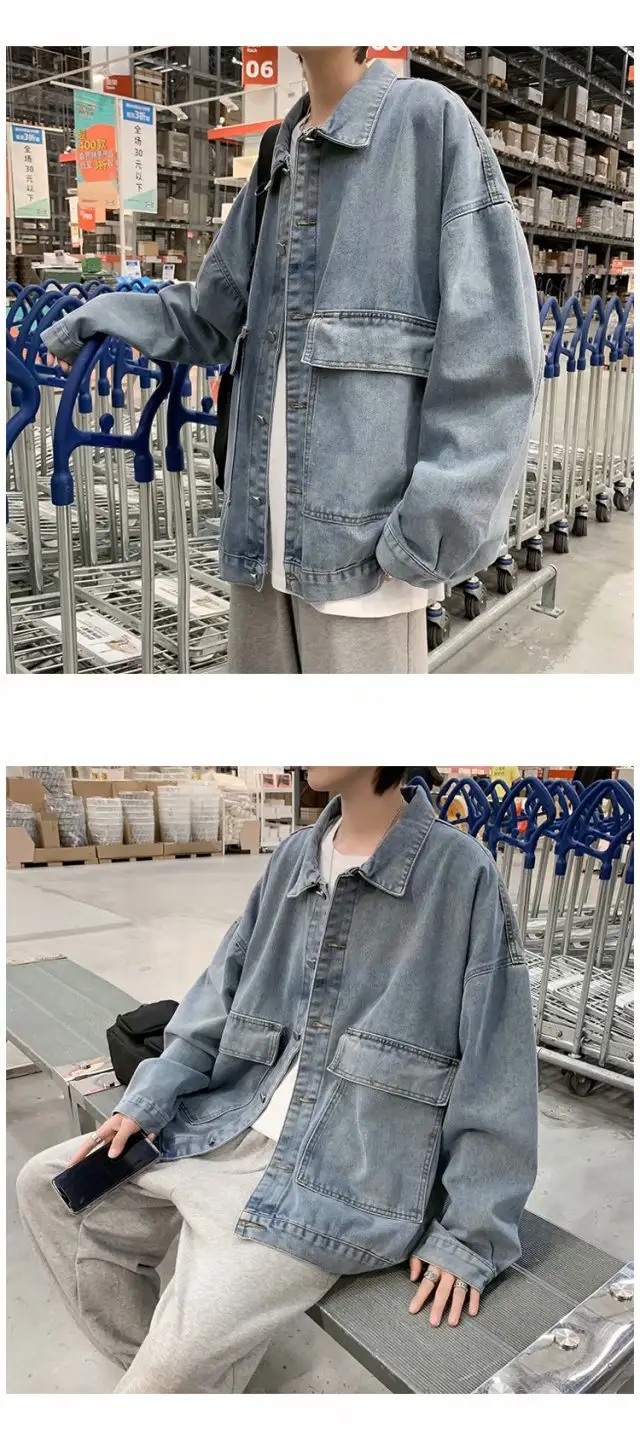 Japanese Ins Fashion Denim Jacket Men Spring Autumn Loose Fit — feature 3