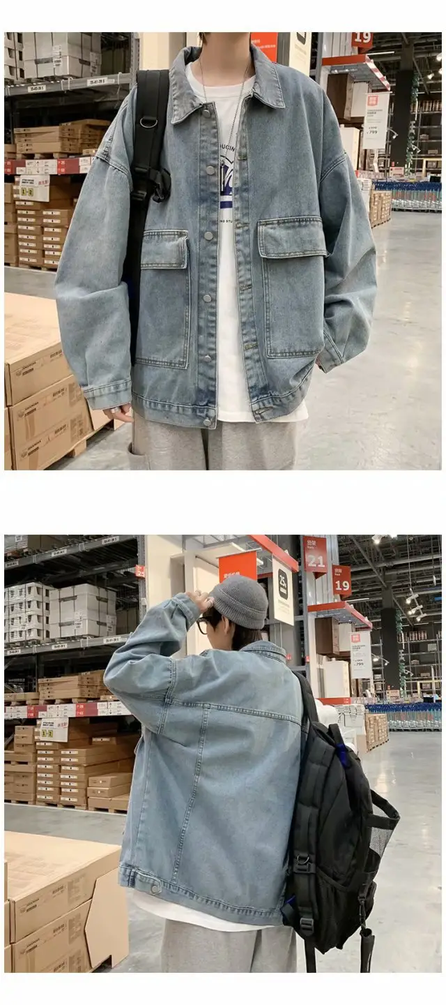 Japanese Ins Fashion Denim Jacket Men Spring Autumn Loose Fit — feature 6