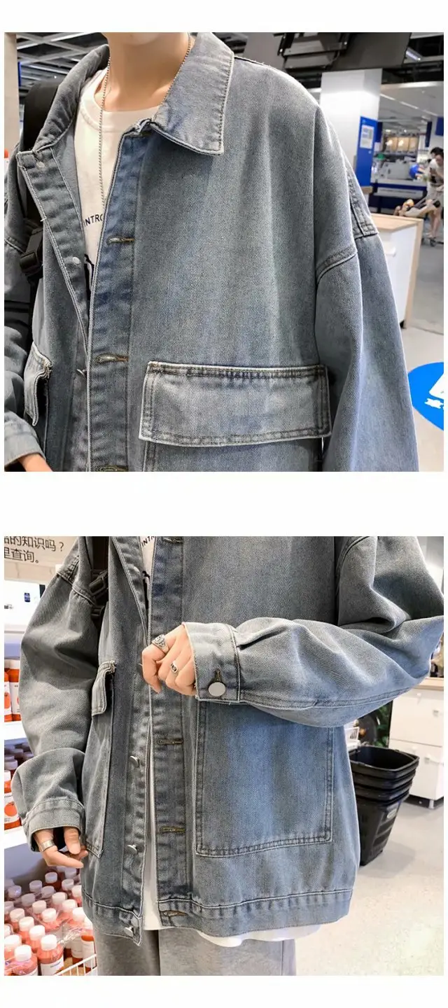 Japanese Ins Fashion Denim Jacket Men Spring Autumn Loose Fit — feature 8