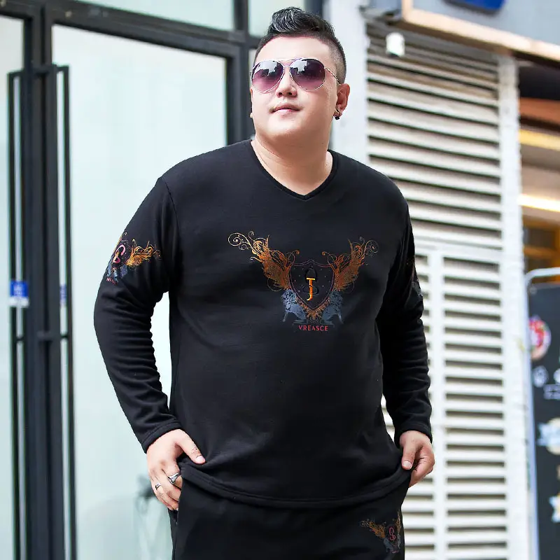 Men Black Graphic Long Sleeve T-Shirt Extra Large - Image 2