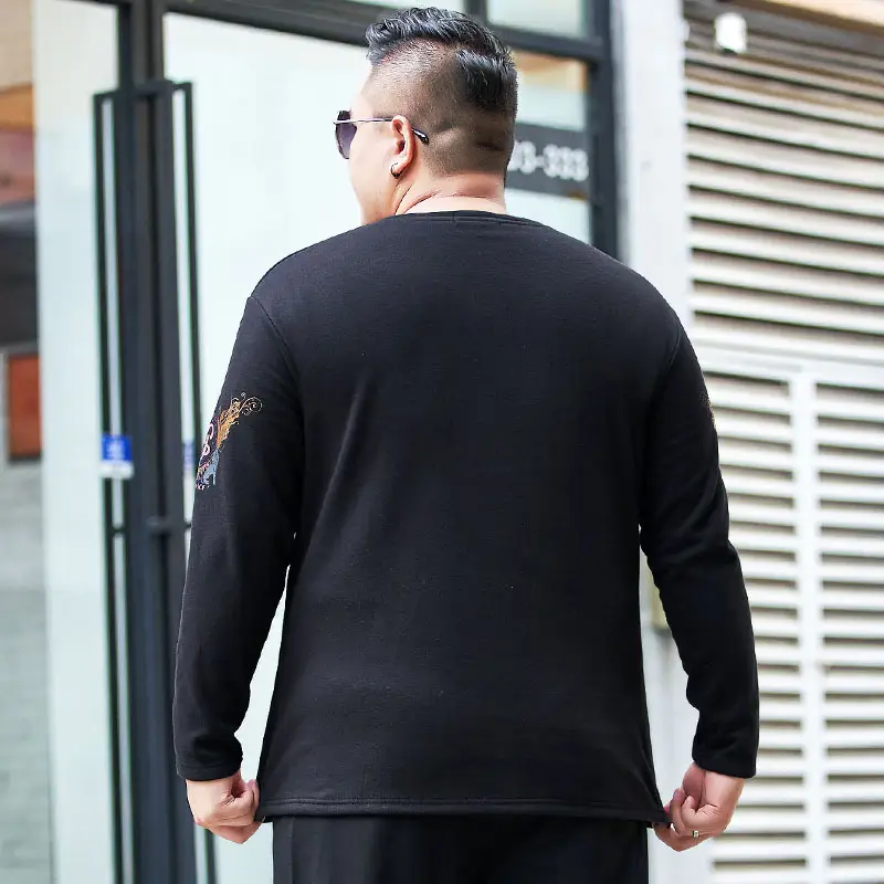 Men Black Graphic Long Sleeve T-Shirt Extra Large - Image 6