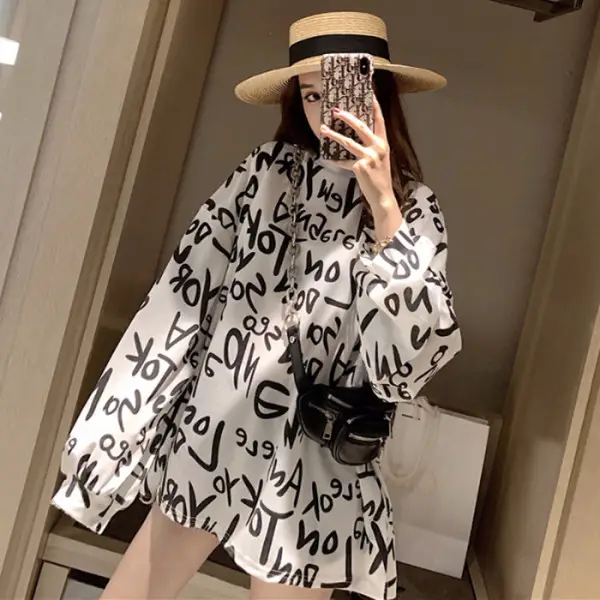 2026 Women Loose Sleeve Oversized Top with Print - Image 4