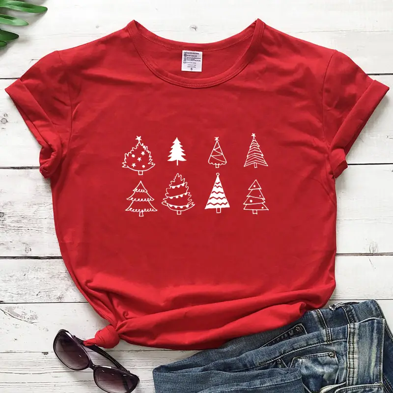 Purple Christmas Tree Graphic T-Shirt for Women - Image 11