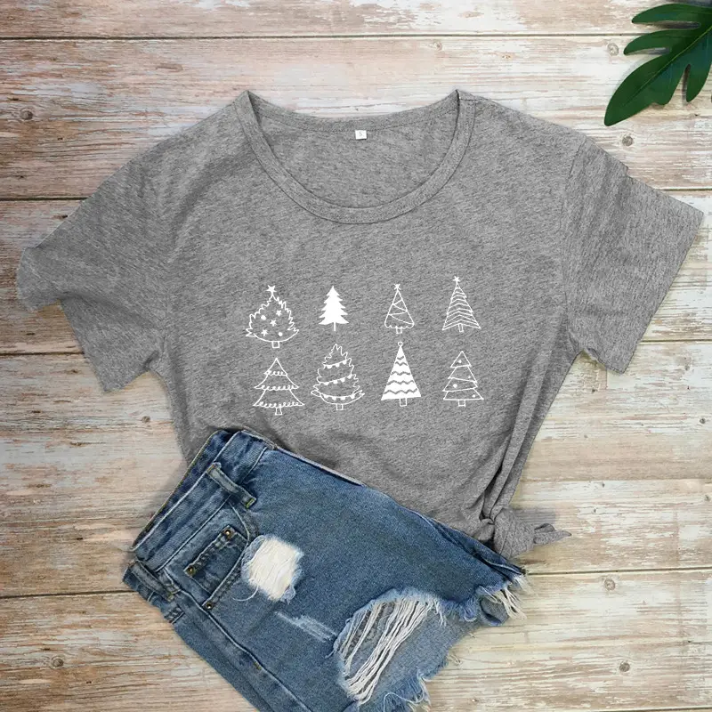 Purple Christmas Tree Graphic T-Shirt for Women - Image 10