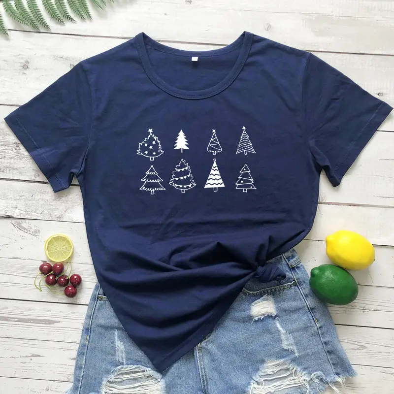 Purple Christmas Tree Graphic T-Shirt for Women - Image 12