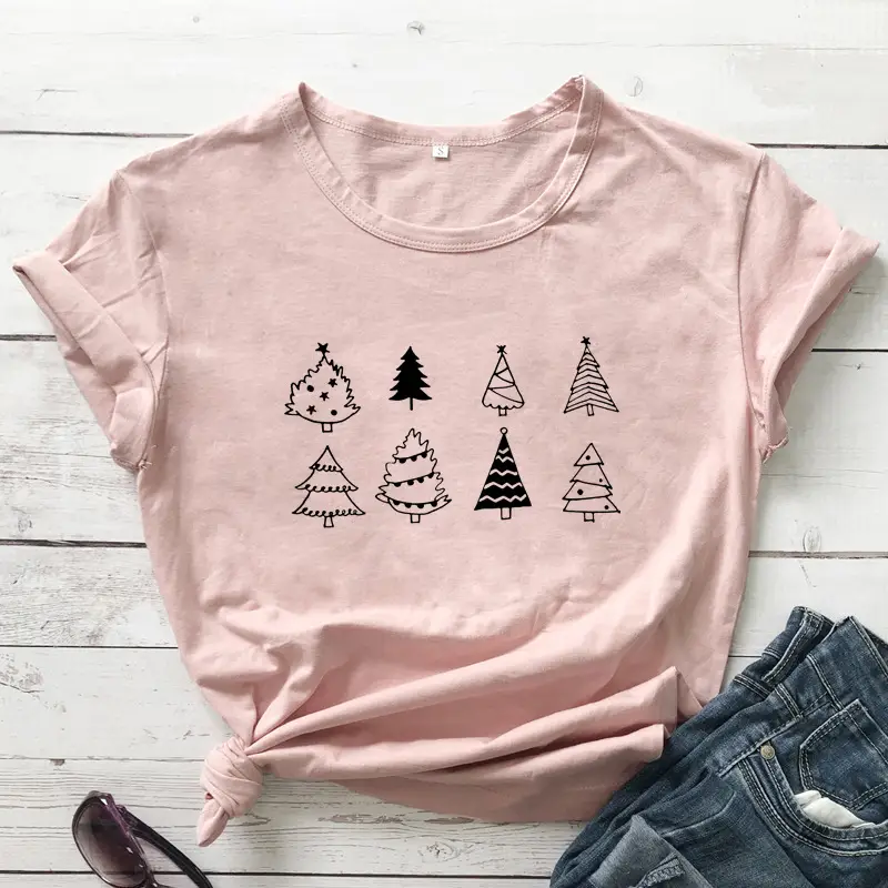 Purple Christmas Tree Graphic T-Shirt for Women - Image 13