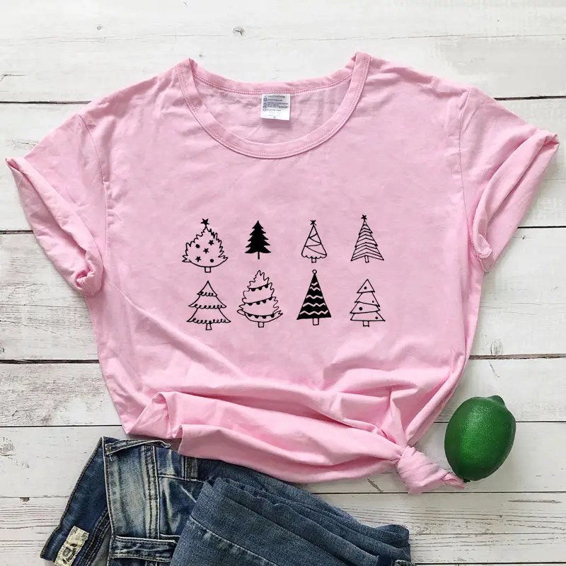 Purple Christmas Tree Graphic T-Shirt for Women - Image 15