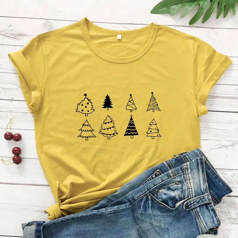 Purple Christmas Tree Graphic T-Shirt for Women - Image 16