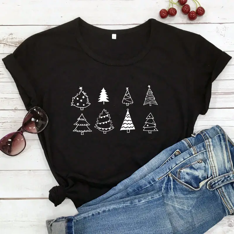 Purple Christmas Tree Graphic T-Shirt for Women - Image 2