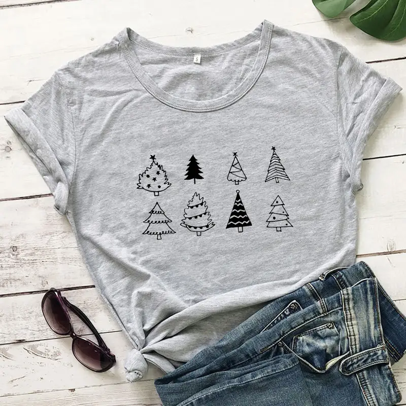 Purple Christmas Tree Graphic T-Shirt for Women - Image 3