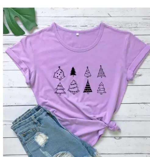 Purple Christmas Tree Graphic T-Shirt for Women - Image 8