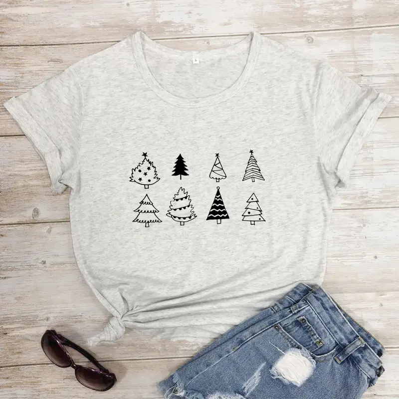 Purple Christmas Tree Graphic T-Shirt for Women - Image 9