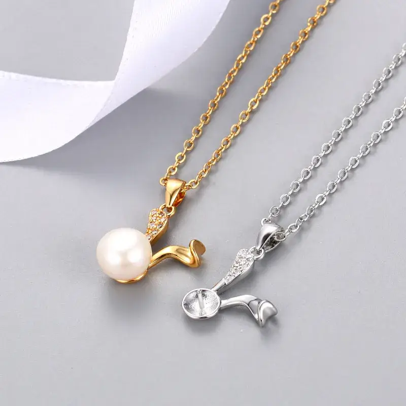 Pearl & Dolphin Necklace for Women Freshwater Pearl Silver