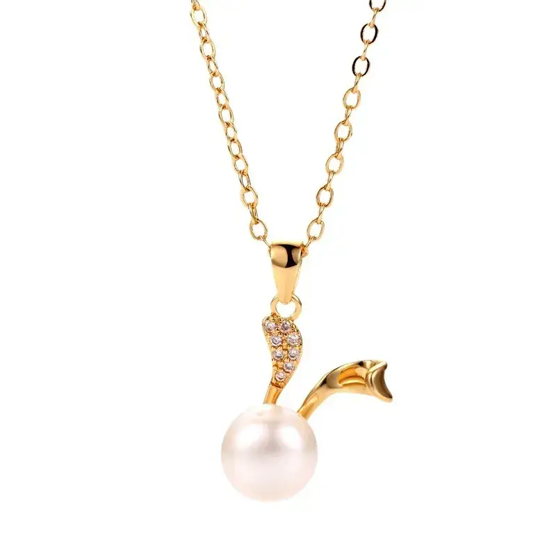 Pearl & Dolphin Necklace for Women Freshwater Pearl Silver
