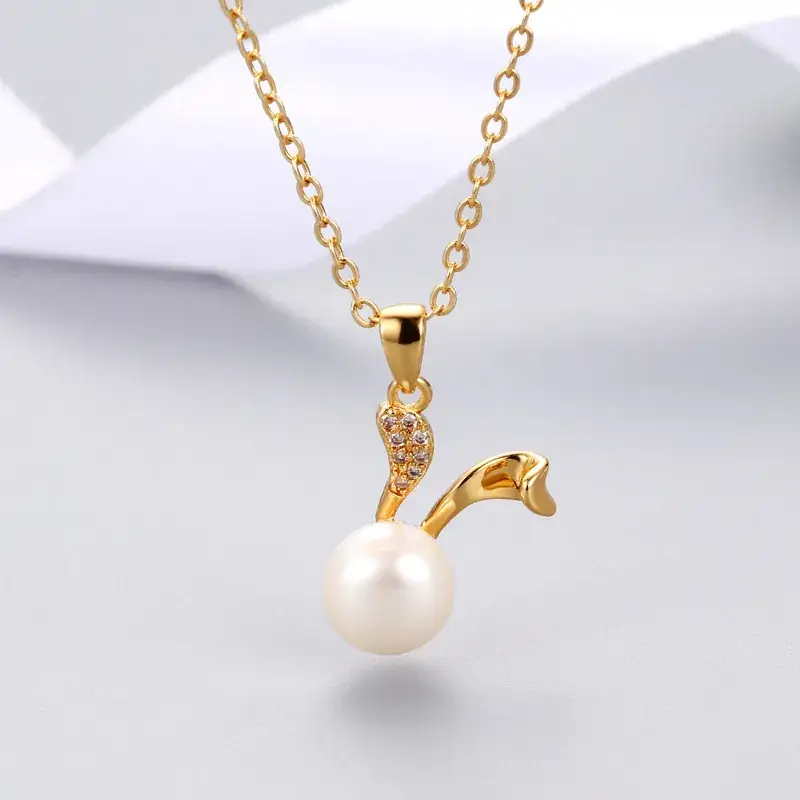 Pearl & Dolphin Necklace for Women Freshwater Pearl Silver