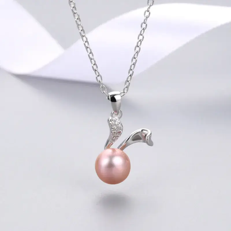Pearl & Dolphin Necklace for Women Freshwater Pearl Silver