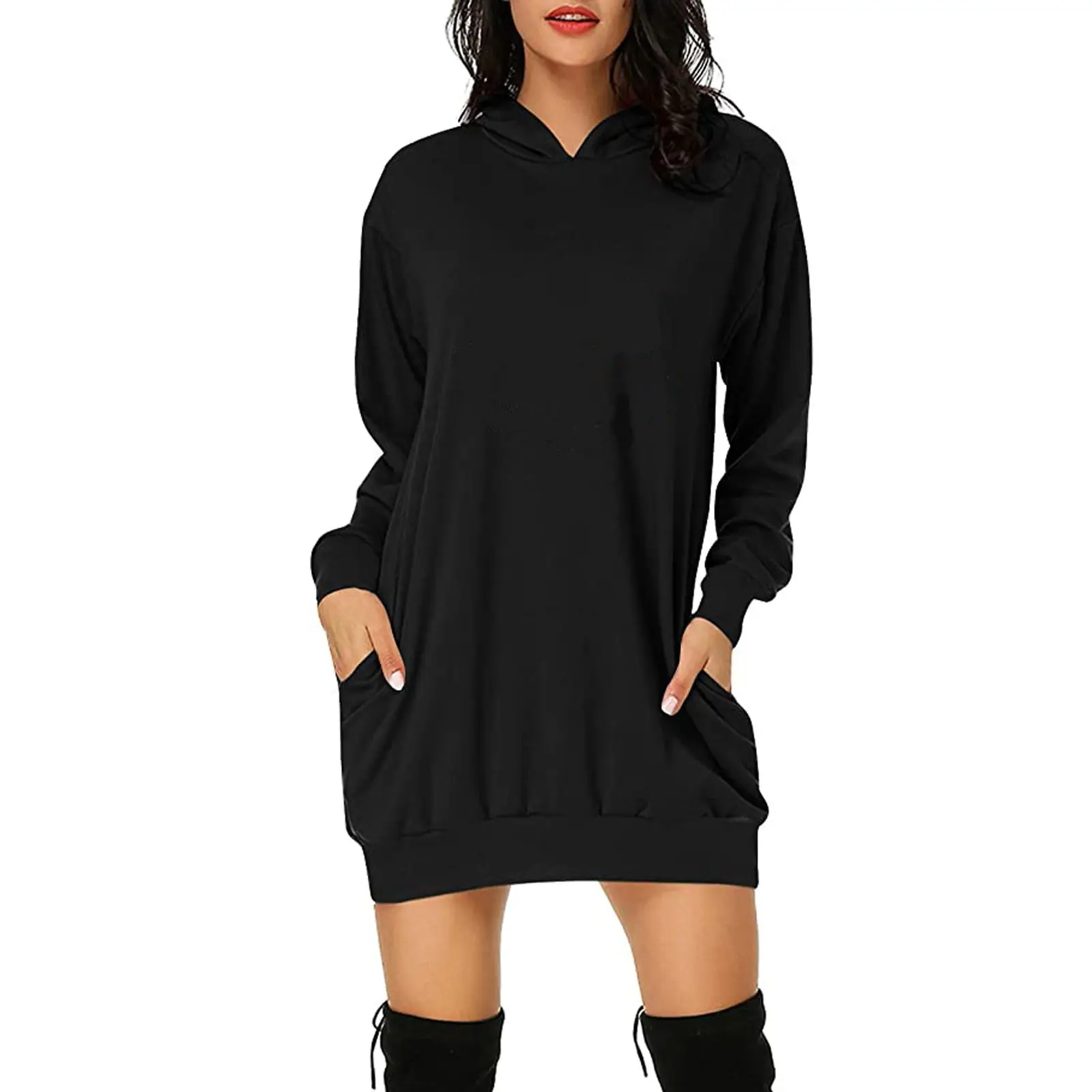 2020 Winter Black Hoodie with Hip Pocket & Sweatpants - Image 5