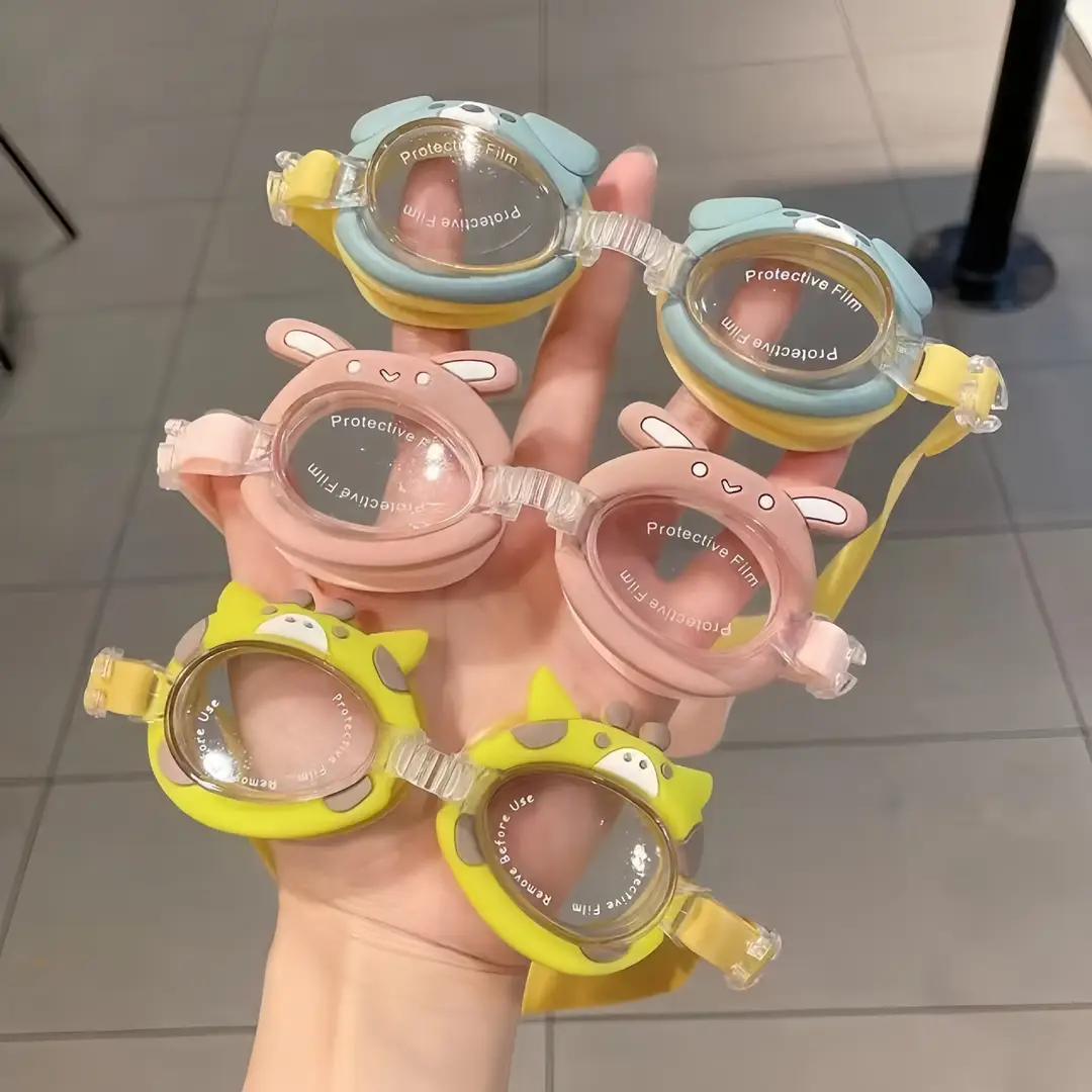 Factory direct selling hot children swimming goggles HD waterproof unicorn crab cartoon swimming goggles cute swimming glasses