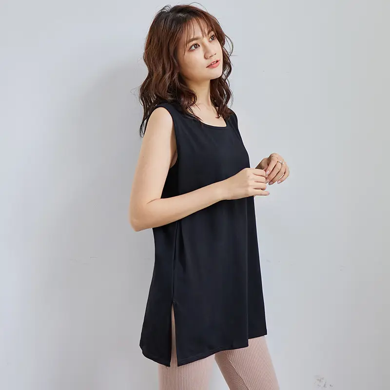 Black Japanese Style Cotton Vest Large Size - Image 2