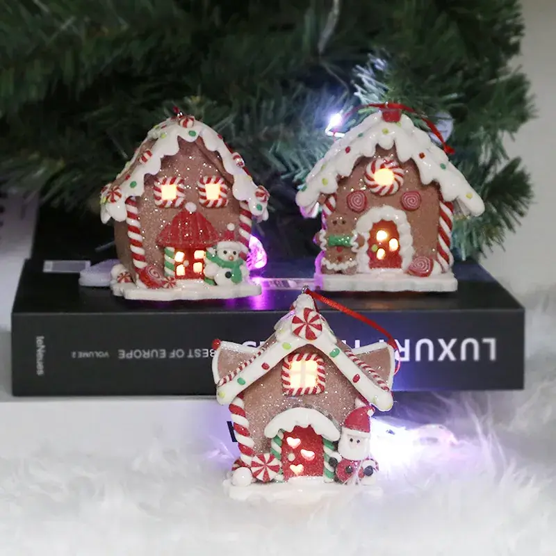 Christmas Small Clay Houses Decor Set 6 Pieces - Image 8