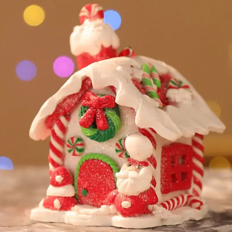Christmas Small Clay Houses Decor Set 6 Pieces - Image 3