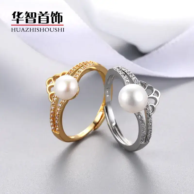 Adjustable Water Pearl Crown Ring for Women - Image 6