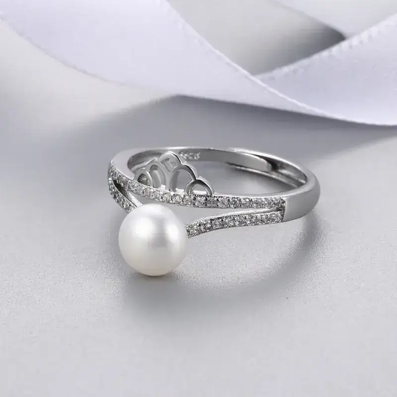 Adjustable Water Pearl Crown Ring for Women - Image 8