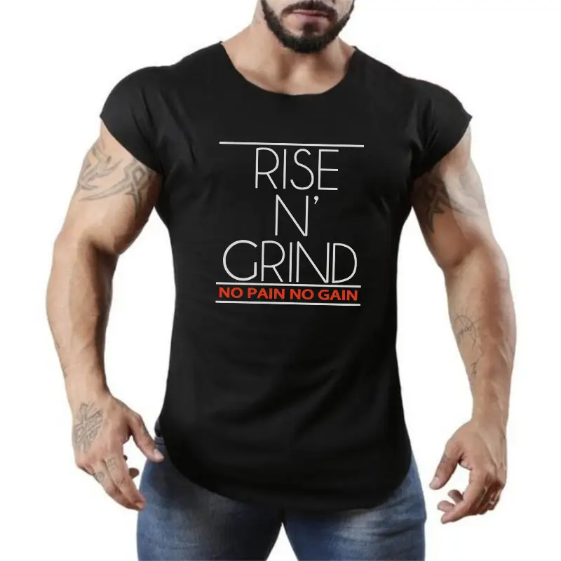Men Rise In Grind Black T-Shirt Round Neck