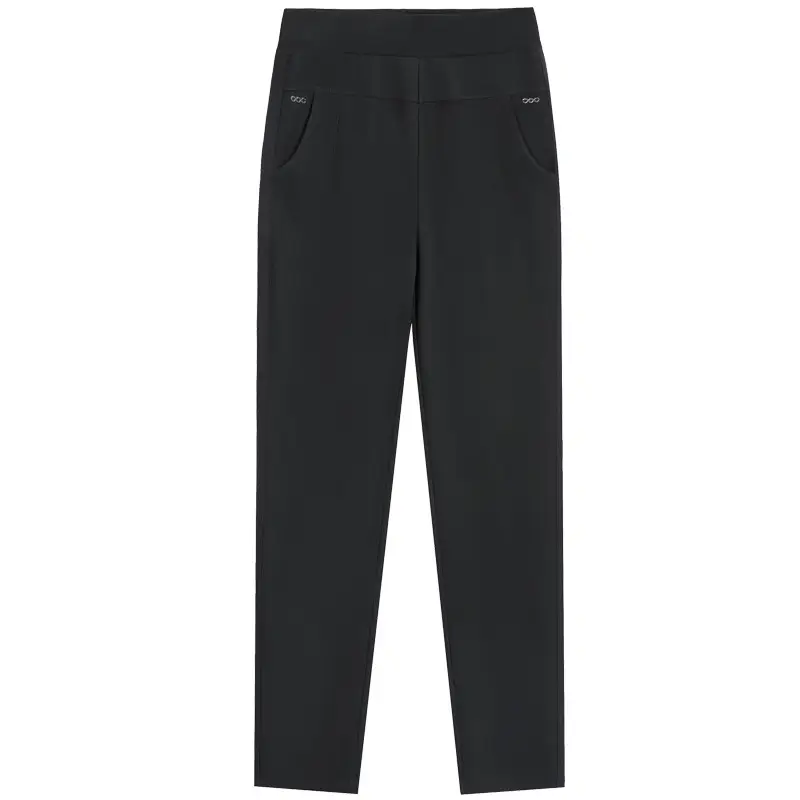 Middle-Aged Women High Waist Elastic Trousers Black - Image 8