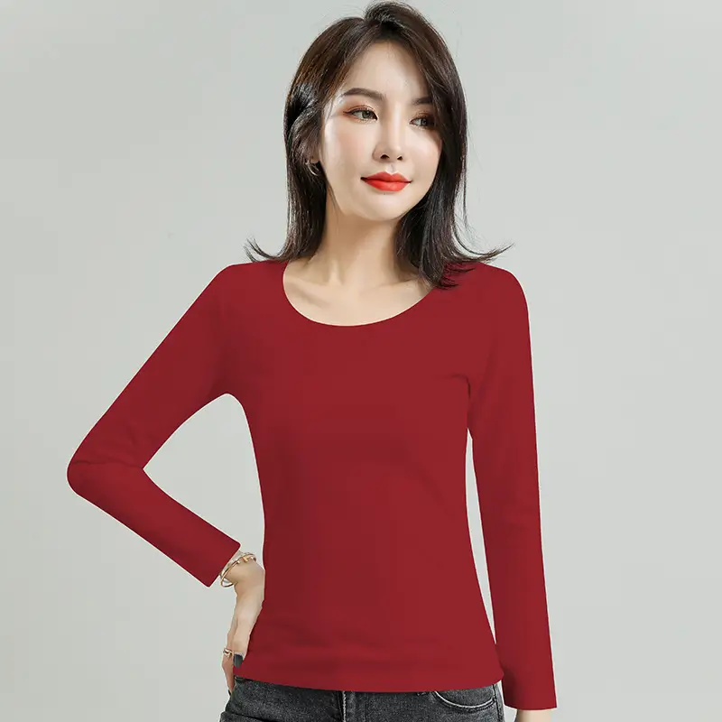 Women's Black Velvet Long Sleeve T-Shirt Slim Fit - Image 12