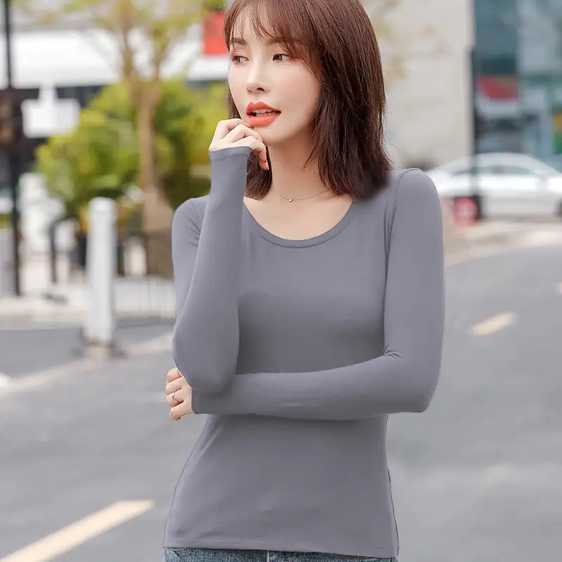 Women's Black Velvet Long Sleeve T-Shirt Slim Fit - Image 4
