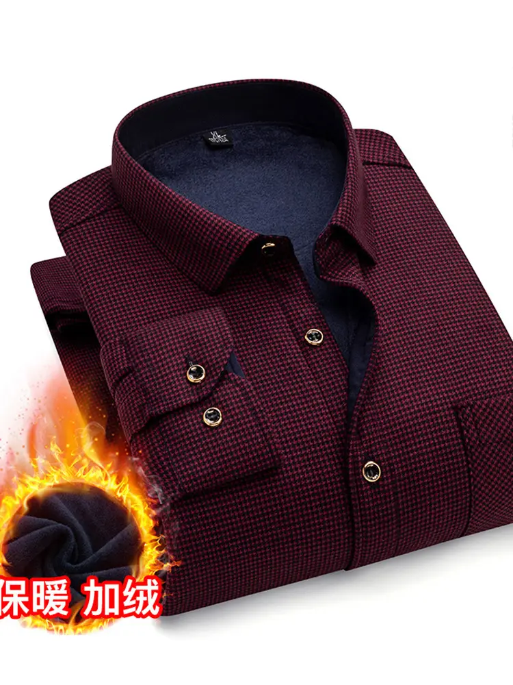 Men's Plaid Fleece Shirt Navy Blue Large - Image 46