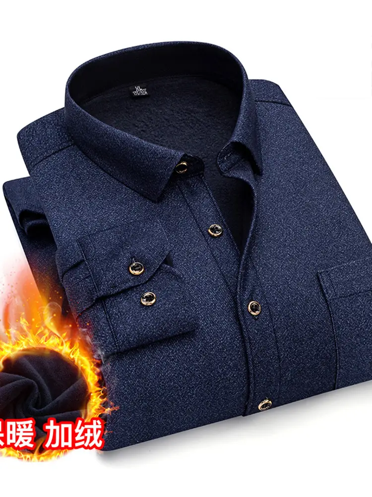 Men's Plaid Fleece Shirt Navy Blue Large - Image 47