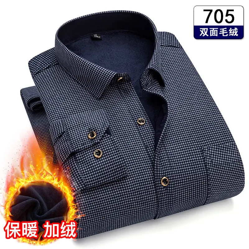 Men's Plaid Fleece Shirt Navy Blue Large - Image 10