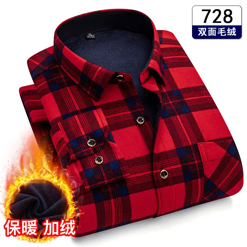 Men's Plaid Fleece Shirt Navy Blue Large - Image 24