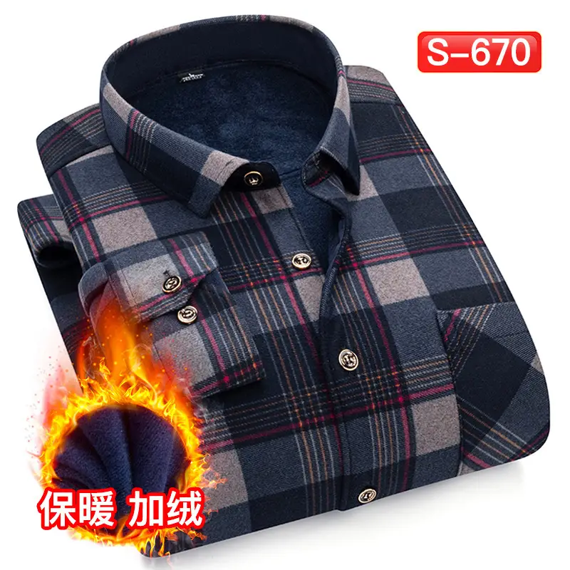 Men's Plaid Fleece Shirt Navy Blue Large - Image 31