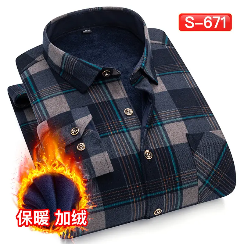 Men's Plaid Fleece Shirt Navy Blue Large - Image 32
