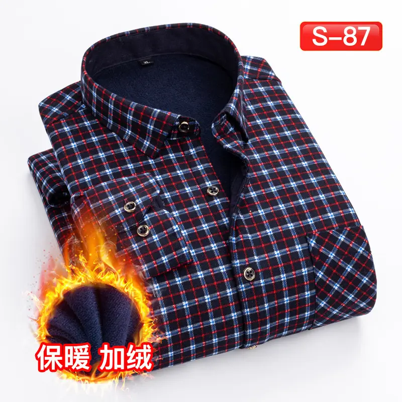 Men's Plaid Fleece Shirt Navy Blue Large - Image 38
