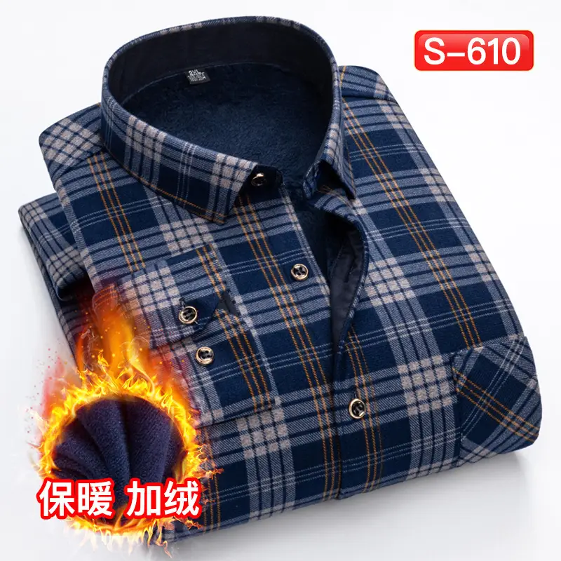 Men's Plaid Fleece Shirt Navy Blue Large - Image 41