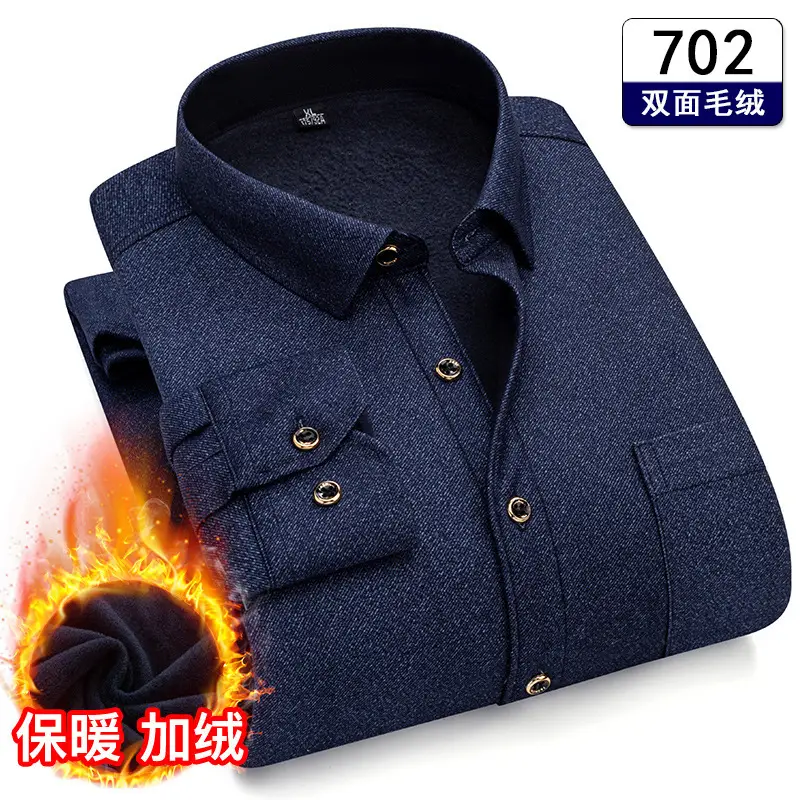 Men's Plaid Fleece Shirt Navy Blue Large - Image 8