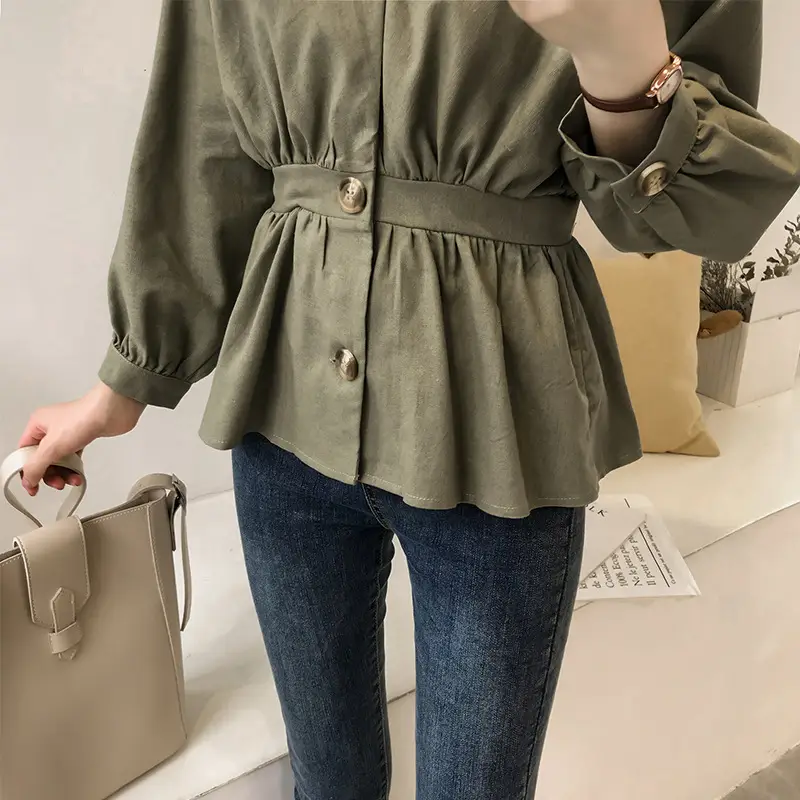 2024 Korean Style V-Neck Shirt Women Long Sleeve - Image 7