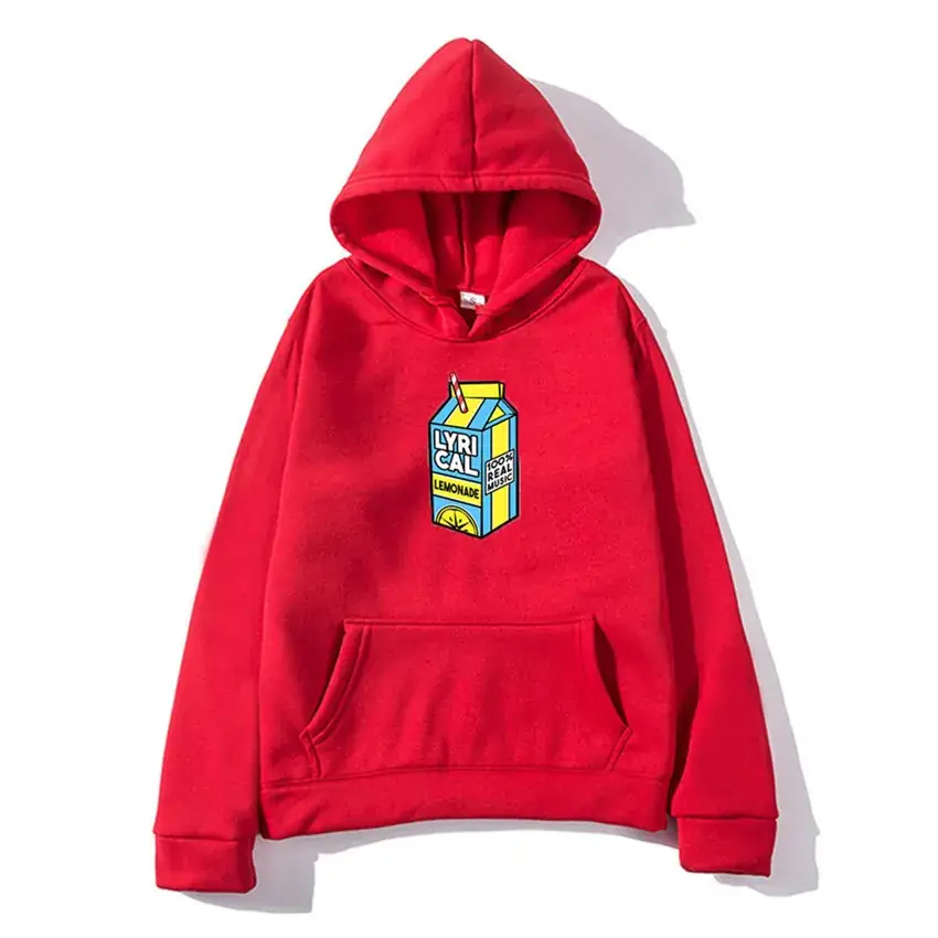 Men Hooded Fleece Sweatshirt Grey Lemon Print - Image 4
