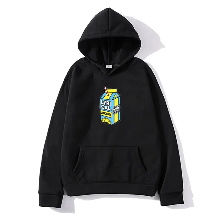 Men Hooded Fleece Sweatshirt Grey Lemon Print - Image 7