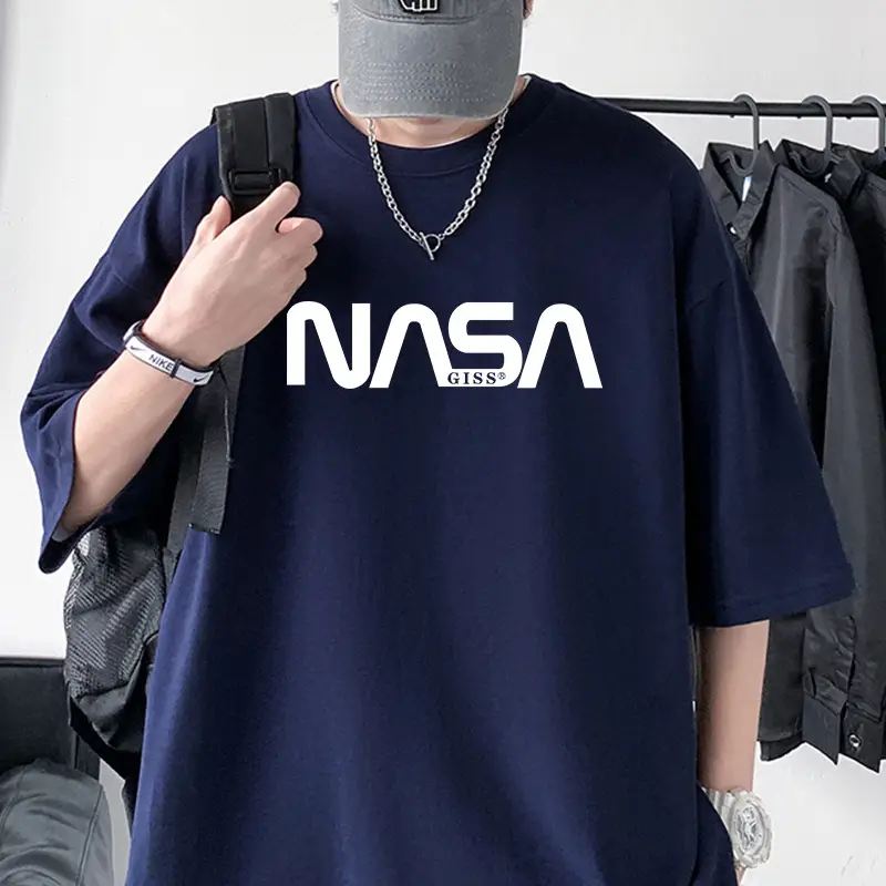 Men's NASA Printed Cotton T-Shirt Grey Off-Shoulder Short Sleeve — feature 17