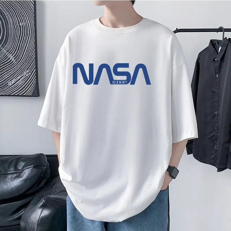 Men's NASA Printed Cotton T-Shirt Grey Off-Shoulder Short Sleeve — feature 21