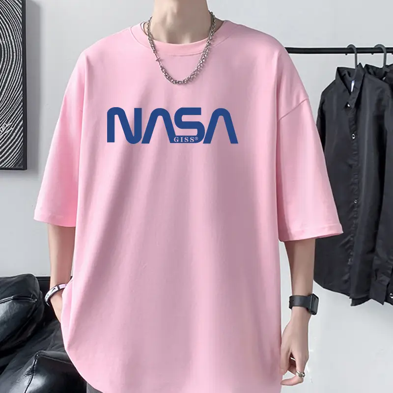 Men's NASA Printed Cotton T-Shirt Grey Off-Shoulder Short Sleeve - Image 7