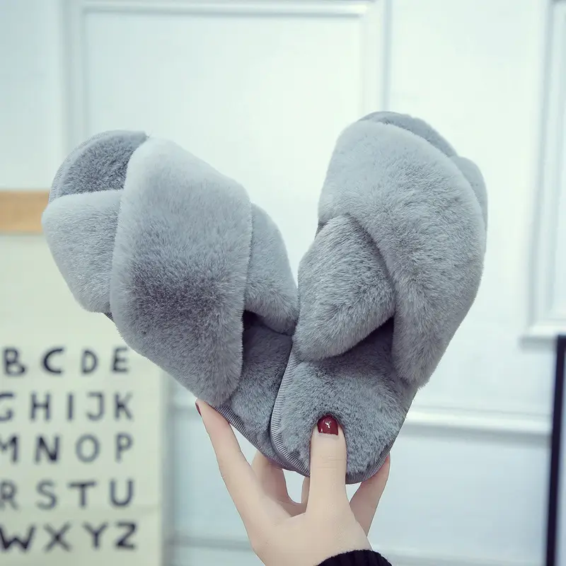 Cross-border foreign trade Amazon large size cross Mao Mao slippers women autumn and winter home floor mop open toe cotton slippers wholesale