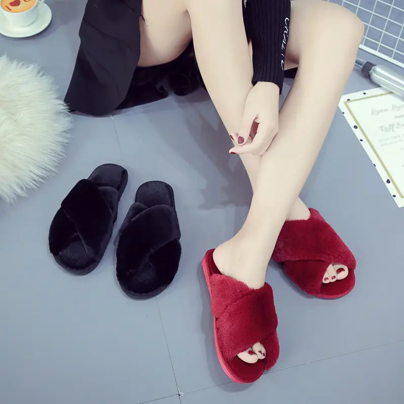 Cross-border foreign trade Amazon large size cross Mao Mao slippers women autumn and winter home floor mop open toe cotton slippers wholesale