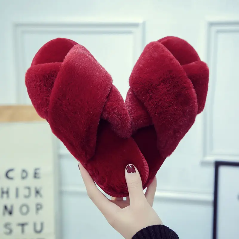 Cross-border foreign trade Amazon large size cross Mao Mao slippers women autumn and winter home floor mop open toe cotton slippers wholesale